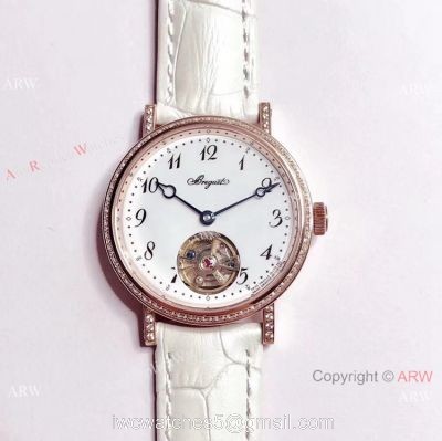 New Copy Breguet Classique Flying Tourbillon Diamond Rose Gold Watch 32mm