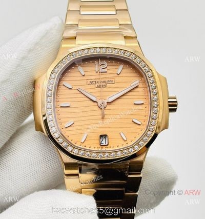 3K Factory 1:1 Best Patek Philippe Nautilus Ladies Cal.324 Watch All Gold 34mm