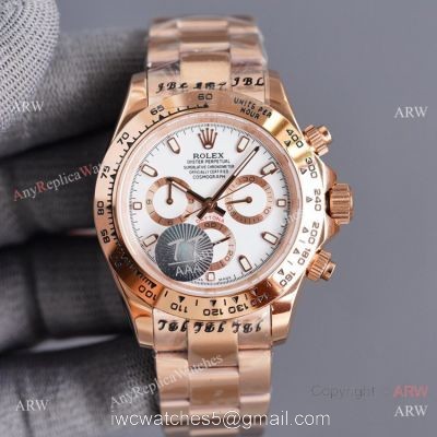 New 2021! Swiss Replica Rolex Daytona 40 Watch All Rose Gold and White Dial