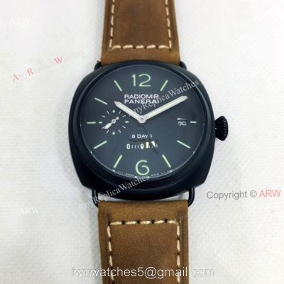 Panerai Radiomir PAM00384 8 Days Black Face Replica Watch 45mm