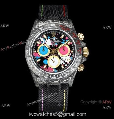 NEW! TW Factory Rolex DIW Daytona 7750 Watch NTPT Carbon Motley Dial Gold Crown