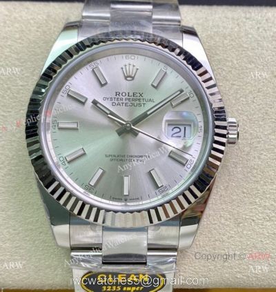 NEW Clean Factory Rolex Datejust 41 Swiss 3235 904L Silver Face Oyster Strap 1-1 best edition Clean Rolex Watch