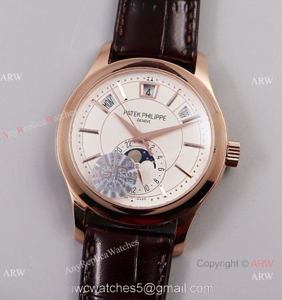 GR factory Patek Philippe Complications Moon phase 5205g Watch GRF V2 Version Rose Gold White