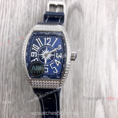 New Copy Franck Muller Vanguard Lady V32 Iced Out Blue Watch Swiss Quartz