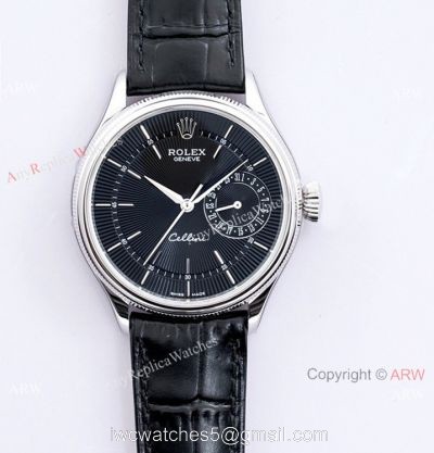 (EW) Swiss Grade Rolex Cellini Date 39mm Watch Ss Black Dial Men Size