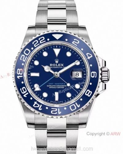 2021 New! Super Clone Rolex Wildman GMT-Master II 116710LN Stainless Steel 904L Blue Dial Oyster Bracelet Swiss 3186