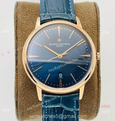 2021 New! MK Factory V4 Vacheron Constantin Patrimony 40mm Watch Rose Gold Blue Dial
