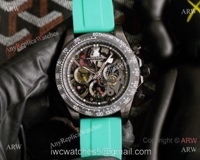 Knock-off Rolex Daytona 43MM Black Chronogarph Face Rubber Strap Watch