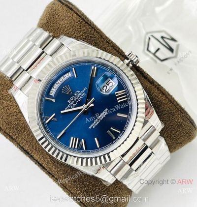 EW Factory V2 Rolex Day-Date 40mm 3255 Bright blue Dial Replica Watch with NFC card
