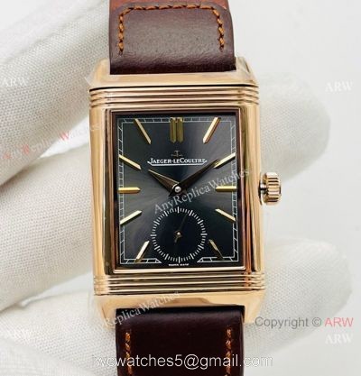(ANF ) Swiss Grade One Jaeger-LeCoultre Reverso Duoface 29mm Watch Rose Gold Rhodium Gray Face