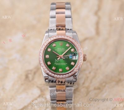 New Replica Rolex Diamond bezel Datejust 2-Tone Blue Face Watch 31mm Ladies