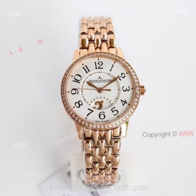 Jaeger-Lecoultre Rendez-Vous Night  Day White Face with Black Arabic Markers Rose Gold Watch Replica