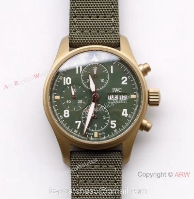 ZF Factory IWC Pilots 7750 Chronograph Spitfire Bronze  Military Green Watch