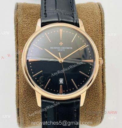 2021 New! MK Factory V4 Vacheron Constantin Patrimony Replica Watch Rose Gold Black Dial 40mm