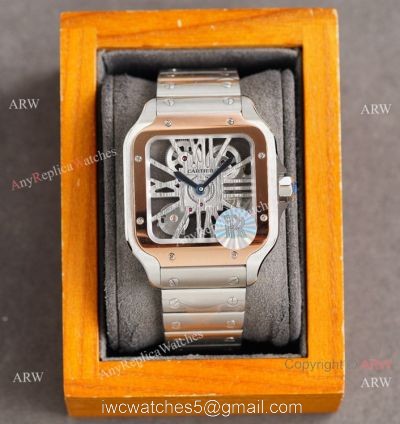 New Two Tone Rose Gold Santos de Cartier Skeleton watch WHSA0016