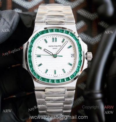 New! Swiss Grade Patek Philippe Nautilus New 5711 Watch 40.5mm Stainless Steel Green Diamond Bezel