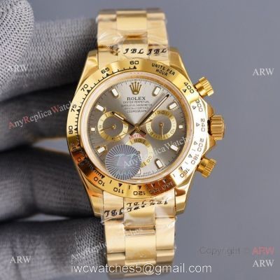 New 2021! Swiss Replica Rolex Daytona 40 Watch Yellow Gold and Gray Dial