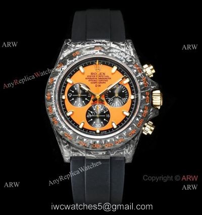 TW Factory Rolex Daytona DiW Carbon Swiss 7750 Chronograph Watch Orange Dial 40mm