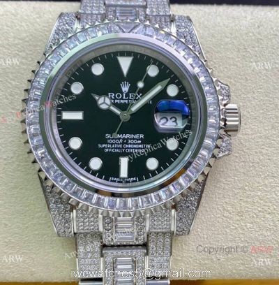 Swiss 2836 Rolex Submariner Iced Out Stainless Steel Watch Swiss Grade Rolex Watch
