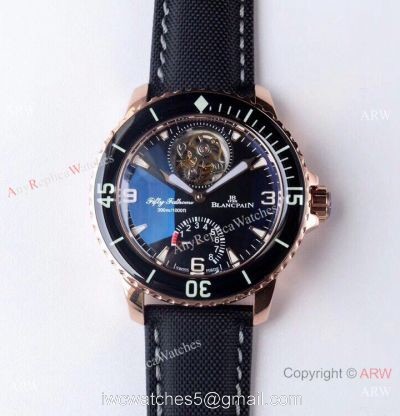 JB Factory 1:1 Blancpain Real Tourbillon Fifty Fathoms 45mm Watch Rose Gold Case