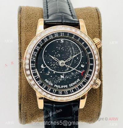 PFF Factory V4 Patek Philippe Sky Moon Celestial Watch Rose Gold Diamond Bezel