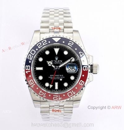 (EW)Clone Rolex GMT-Master ii Pepsi ew 3186 Watch 126710blro Stainless Steel Jubilee Strap