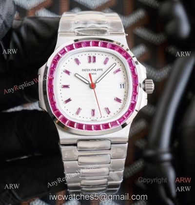 New! Swiss Replica Patek Philippe Nautilus Watch Stainless Steel Pink Diamond Limited New PP5711