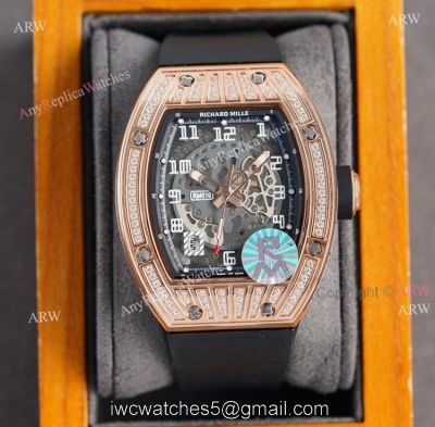 (RM Factory) High Quality Replica Richard Mille RM010 Rose Gold Diamond Watch