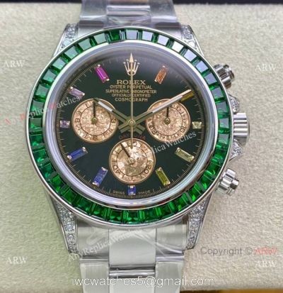 (2022 New) IPK Factory Rolex Daytona Green Bezel Swiss 7750 Watch 904L Stainless Steel 40mm