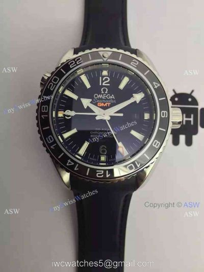 Copy Swiss Omega Seamaster Planet Ocean GMT Watch Black Rubber