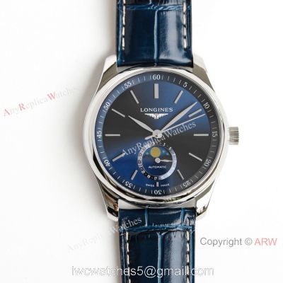 (GF) Swiss Copy Longines Master Moon phase Bucherer Blue dial Watch L899.5 Movement