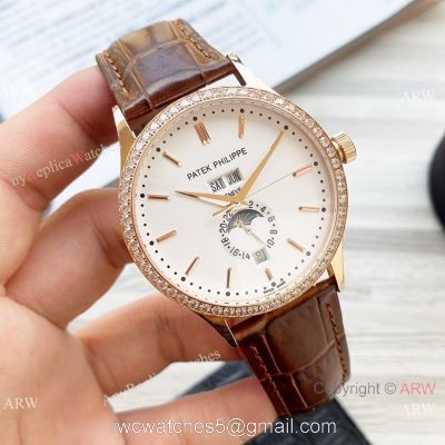 Clone Patek Philippe Calatrava Annual calendar Watch Rose Gold Case 42mm