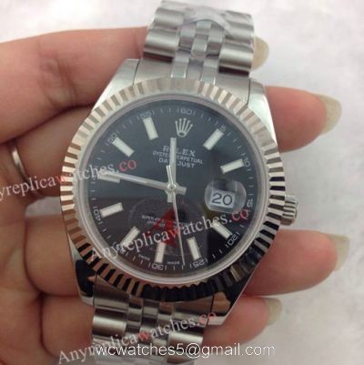 (EW) Clone Swiss ETA3255 Replica Rolex Datejust II  SS Black Face  Datejust II Watch 41mm