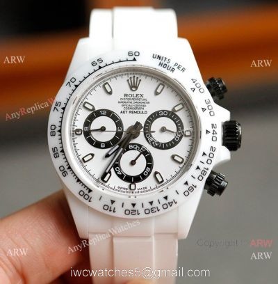 New! Swiss Replica Rolex Daytona AET Modified White Ceramic  Black Crown watch A7750 Movement