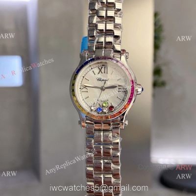 Chopard Happy Sport 30 Watch Rainbow bezel 2-Tone Rose Gold