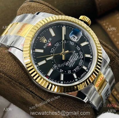 DR Factory Swiss Rolex Sky-Dweller 42mm Watch Ring Command Bezel Black Dial