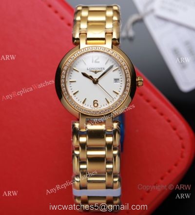Swiss Quartz Longines PrimaLuna Copy Watch All Gold Women