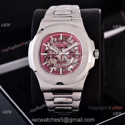Faux Patek Philippe Nautilus Skeleton Watches Stainless Steel Case