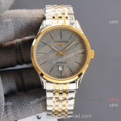 Replica Longines Elegant 2-Tone Steel Strap Rose Gold Bezel 8215 Movement Watch