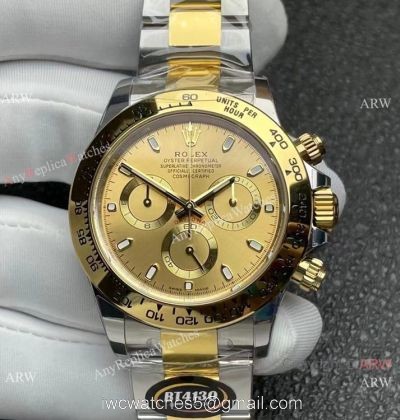 Better Factory BTF Swiss 4130 Rolex Daytona Two Tone Gold Champagne Watch Custom
