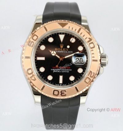 EW Factory 1-1 Replica Rolex Yacht-Master Watch Swiss 3235 Black Rubber Strap