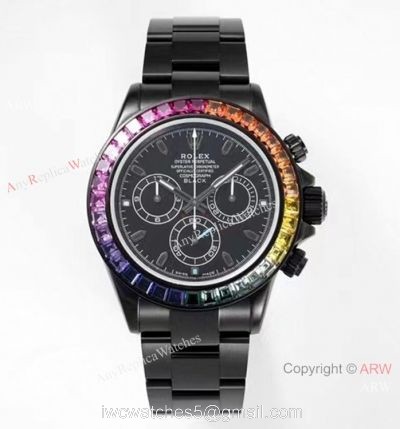 NEW! Noob Factory 4130 Rolex Daytona Blaken &8216;Black Venom Rainbow Bezel Watch 40mm