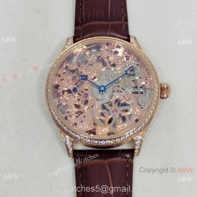 2022 New IWC Portuguese Skeleton F.A. Jones Watch Rose Gold Diamonds