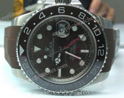Copy Rolex GMT-Master II Brown Rubber Strap Replica Watch