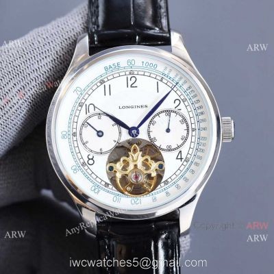 Top Copy Longines Master Tourbillon White Dial Leather 42MM Watch For man