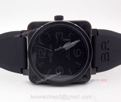 Replica Bell Ross BR03-92 Watch All Black Rubber Strap  Swiss Grade