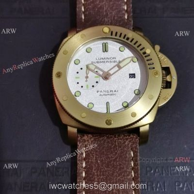 New Clone Panerai Submersible Bianco PAM1223 Watch 42mm Yellow Gold Case