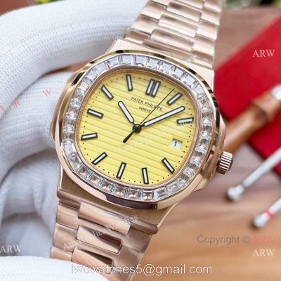 New Patek Philippe Nautilus Lemon Dial Diamond bezel Watches Automatic