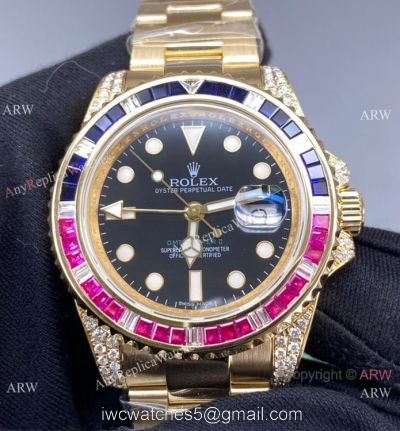 Swiss 3186 Rolex GMT-Master II 116758Saru All Gold Watch Swiss Replica GMTII