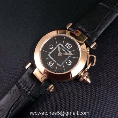 Replica Cartier Pasha Rose Gold Black Dial Lady Watch